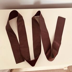 Vintage Burgundy Metallic Leather Tie Belt, OS